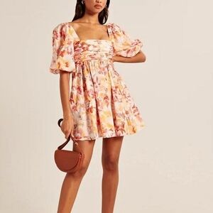 Abercrombie & Fitch Emerson MINI dress Cocktail dress Party Floral Puff Sleeve